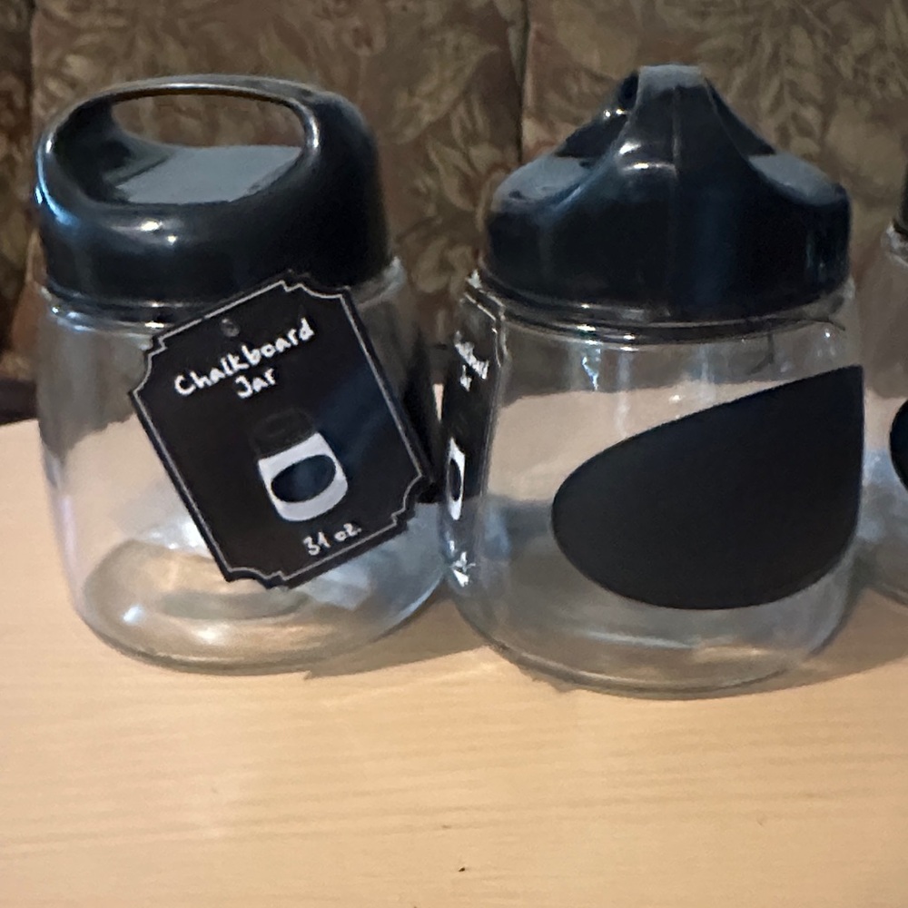 Chalkboard Glass Jars with Black Lids